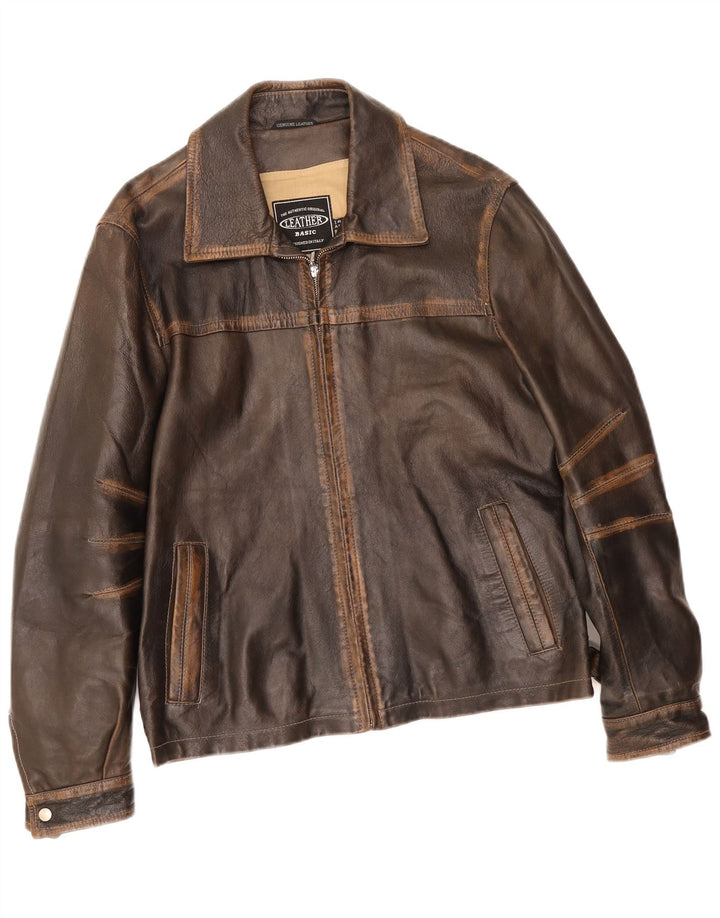 Vintage herre læderjakke IT 48 Medium Brun