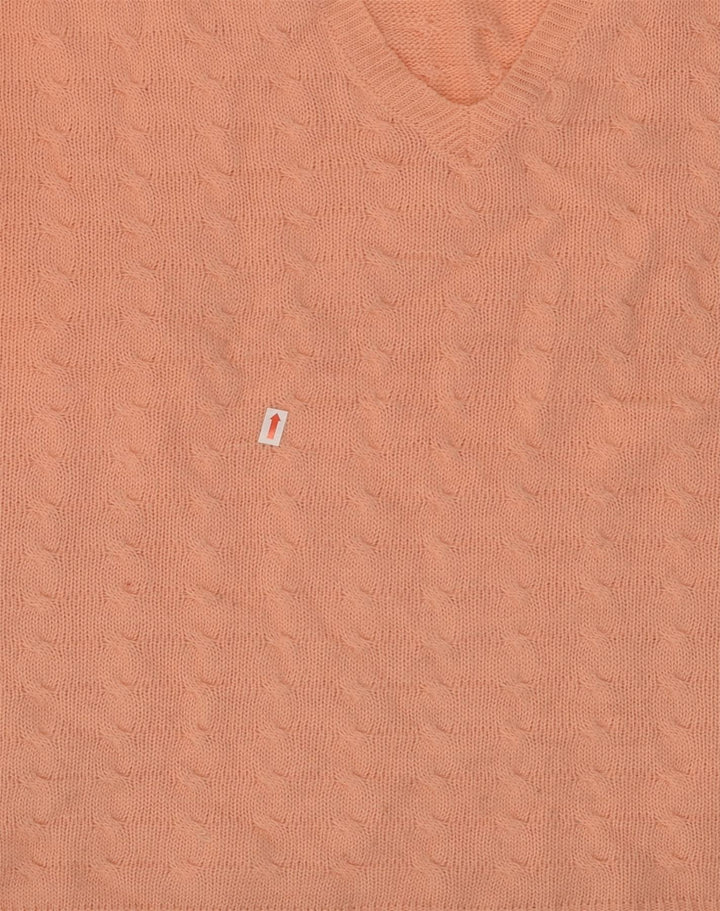 VINTAGE Womens V-Neck Jumper Sweater UK 16 Large Orange Wool | Vintage Vintage | Thrift | Second-Hand Vintage | Used Clothing | Messina Hembry 