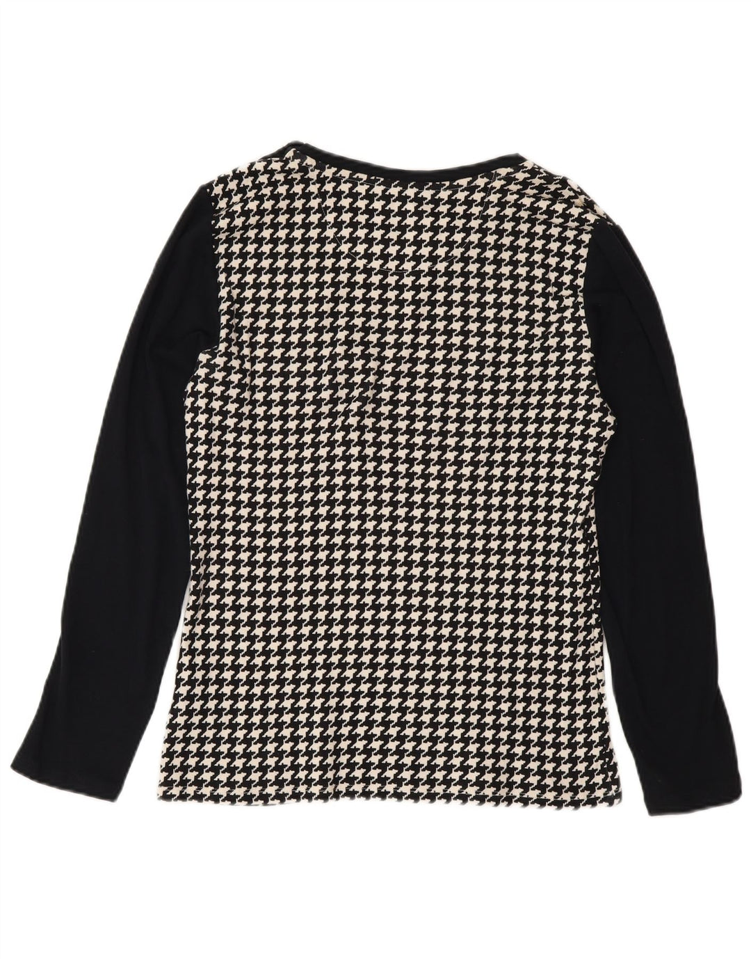 Ralph Lauren Damebluse Top UK 12 Medium Black Houndstooth Bomuld