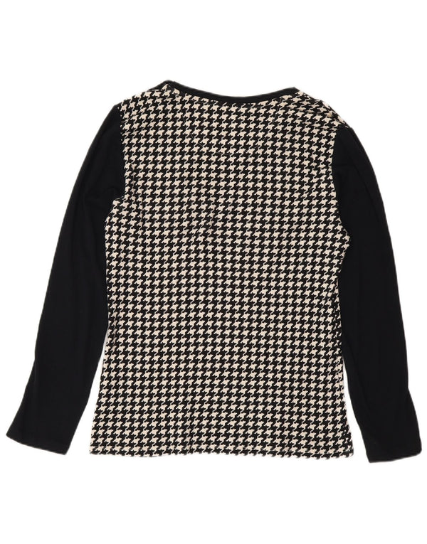 Ralph Lauren Damebluse Top UK 12 Medium Black Houndstooth Bomuld