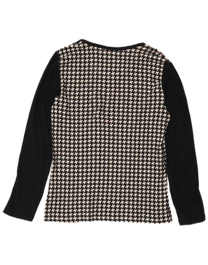 Ralph Lauren Damebluse Top UK 12 Medium Black Houndstooth Bomuld