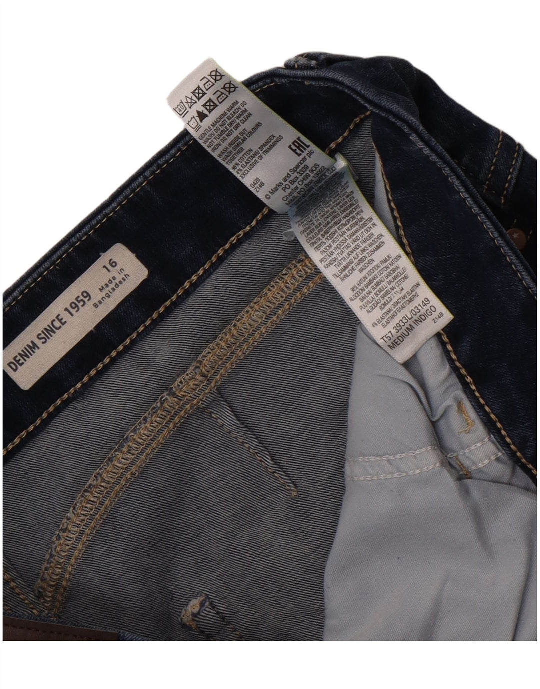 Marks & Spencer Dame denim Shorts UK 16 Large W34 Blue Cotton