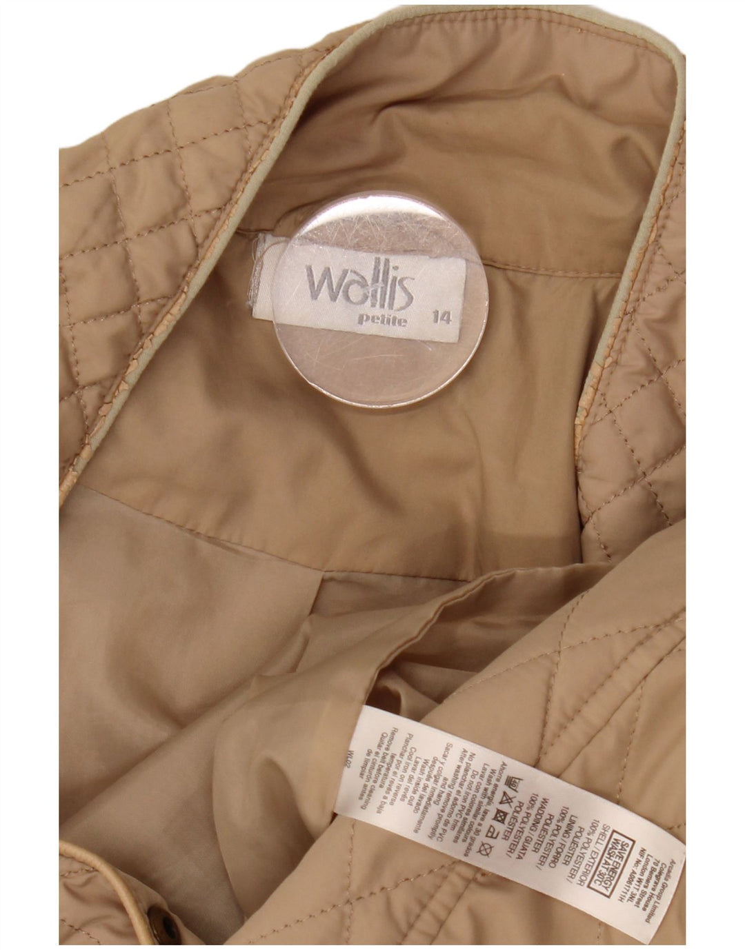 Wallis Petite Quilted Jacket til kvinder DK 14 Stor Beige Polyester