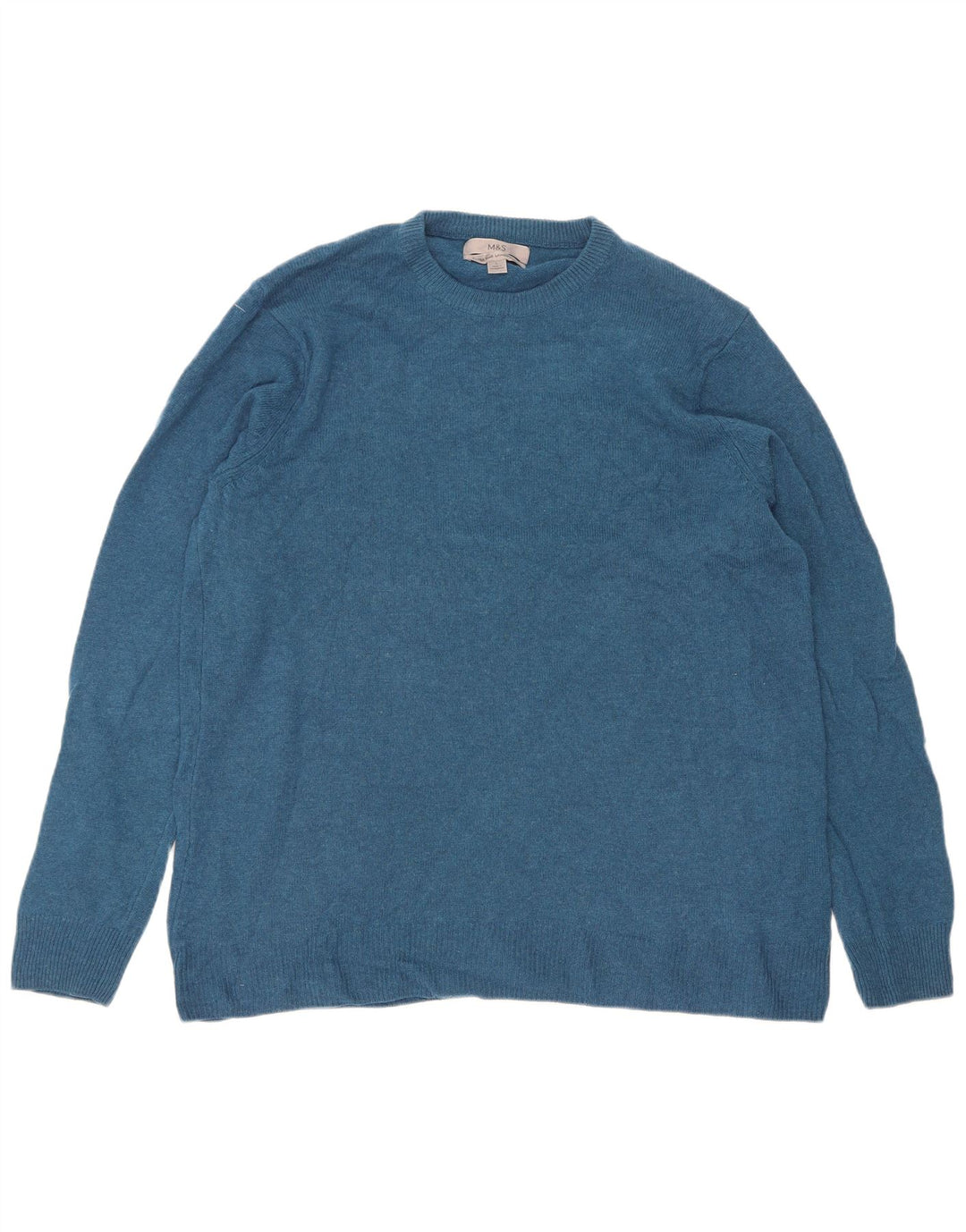 Marks & Spencer Herre sweater med rund hals, stor blå lammeuld