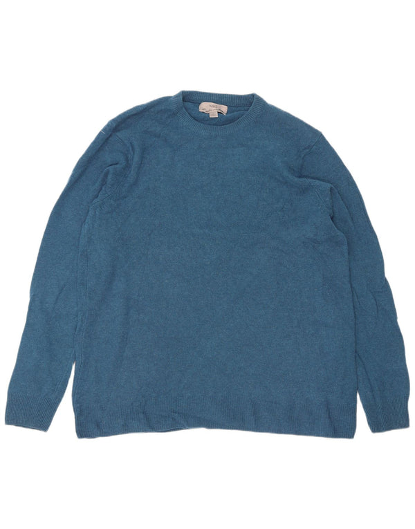 Marks & Spencer Herre sweater med rund hals, stor blå lammeuld