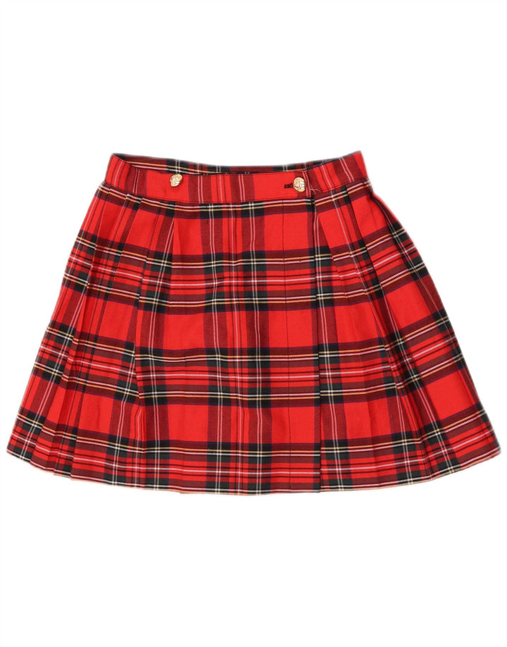 Vintage Kvinders Højtaljede Mini Wrap Nederdel IT 44 Medium W26 Rød Plaid