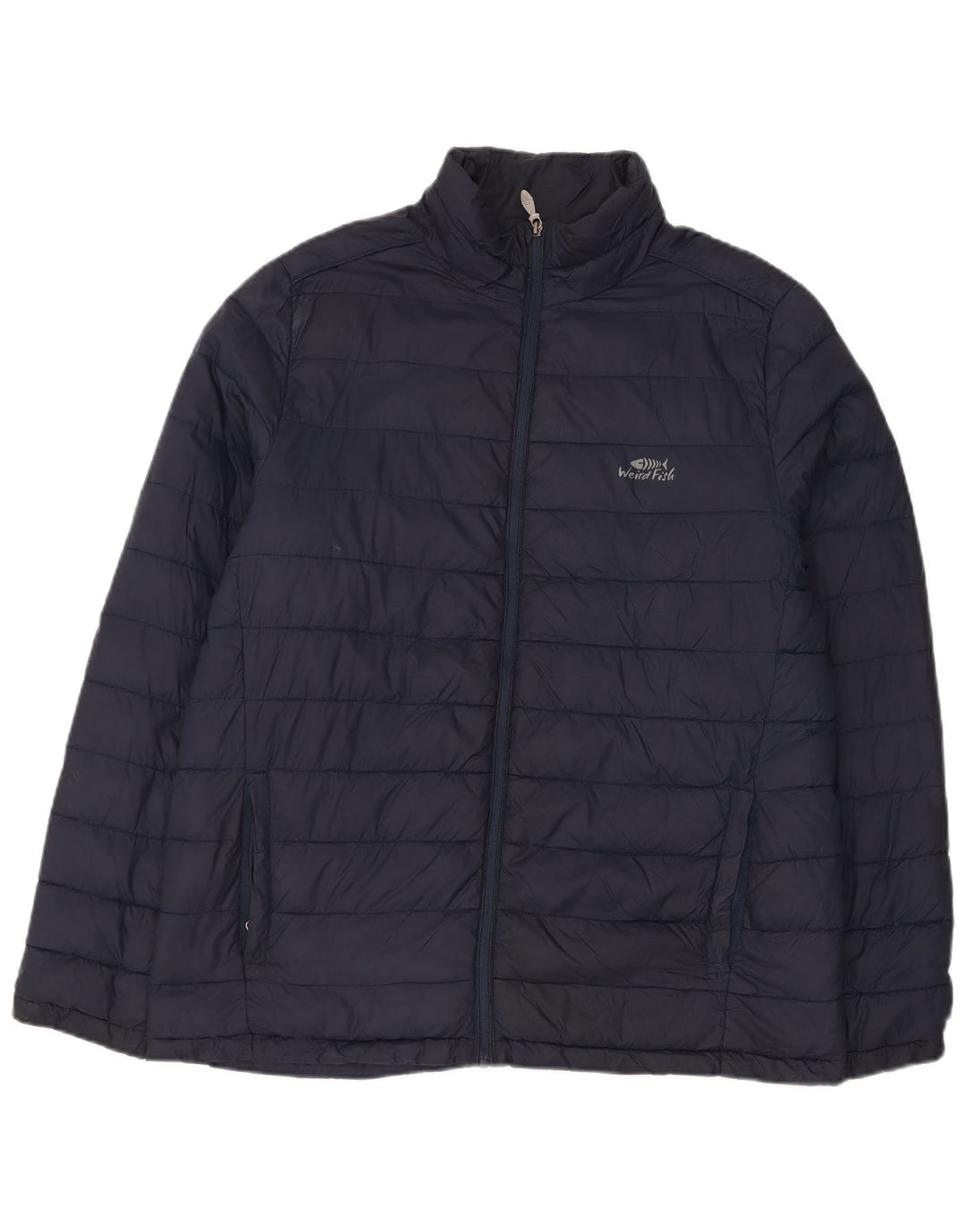 Weird Fish Herre polstret jakke UK 40 Large Navy Blue Nylon