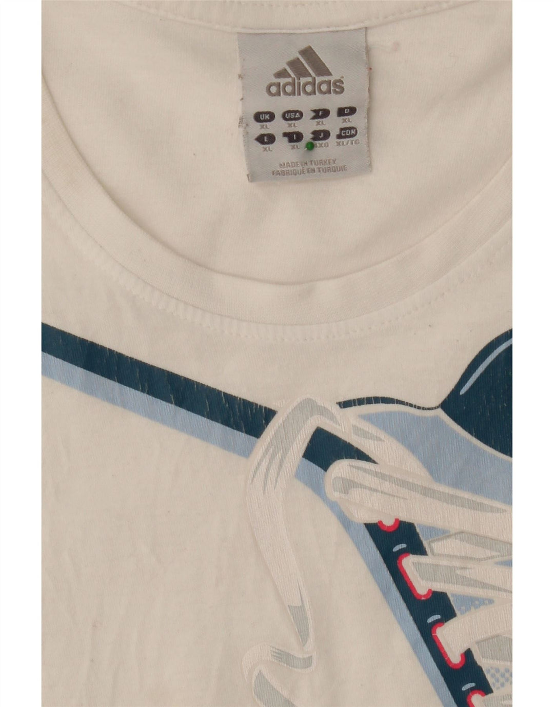 ADIDAS Mens Graphic T-Shirt Top XL White Vintage Adidas and Second-Hand Adidas from Messina Hembry 
