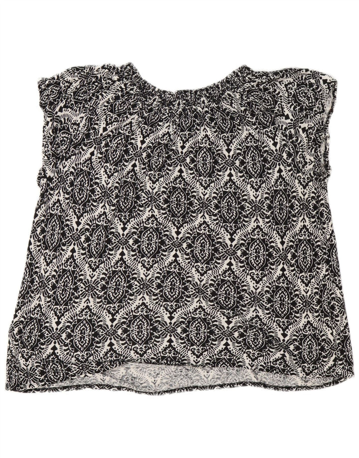 White Stuff Damebluse Top UK 14 Large Black Paisley Linen