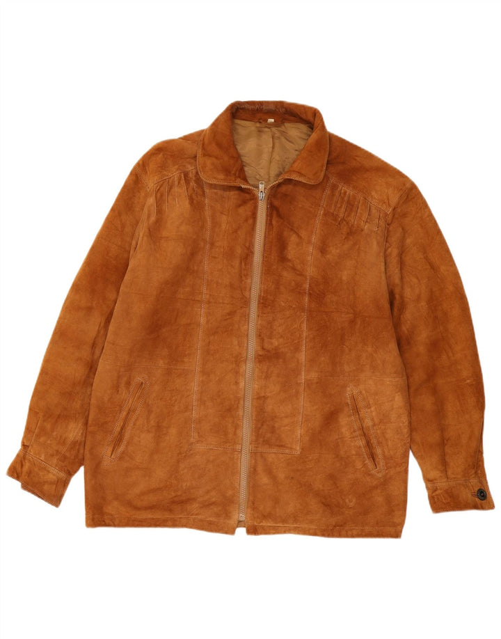 VINTAGE Herre Loose Fit ruskindsjakke IT 44 XS Beige