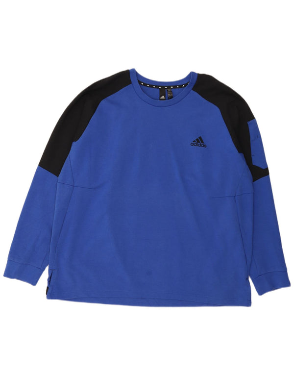 Adidas Herre Sweatshirt Jumper 2XL Blå Colourblock Bomuld