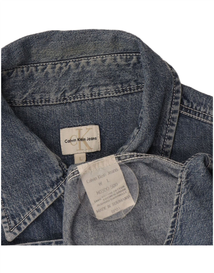 Calvin Klein Herre Denim Skjorte Stor Blå Bomuld
