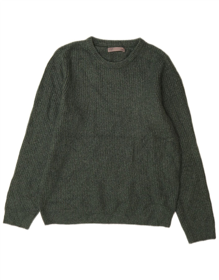 Marks & Spencer Herre sweater med rund hals, mellemgrøn akryl