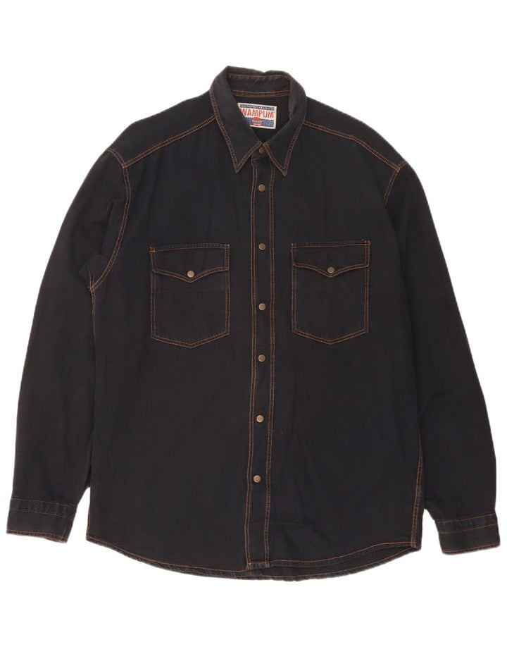 WAMPUM Denimskjorte til mænd Medium Navyblå