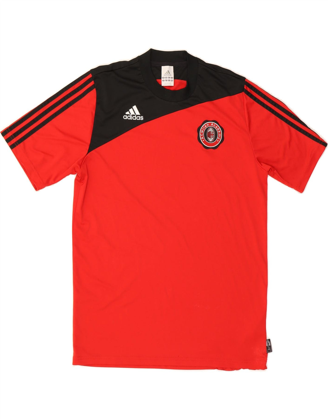 ADIDAS Mens AC Milan Graphic T-Shirt Top Medium Red Colourblock Polyester Vintage Adidas and Second-Hand Adidas from Messina Hembry 