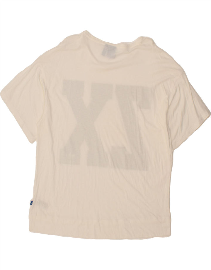 ADIDAS Womens Oversized Graphic T-Shirt Top UK 12 Medium White Cotton Vintage Adidas and Second-Hand Adidas from Messina Hembry 