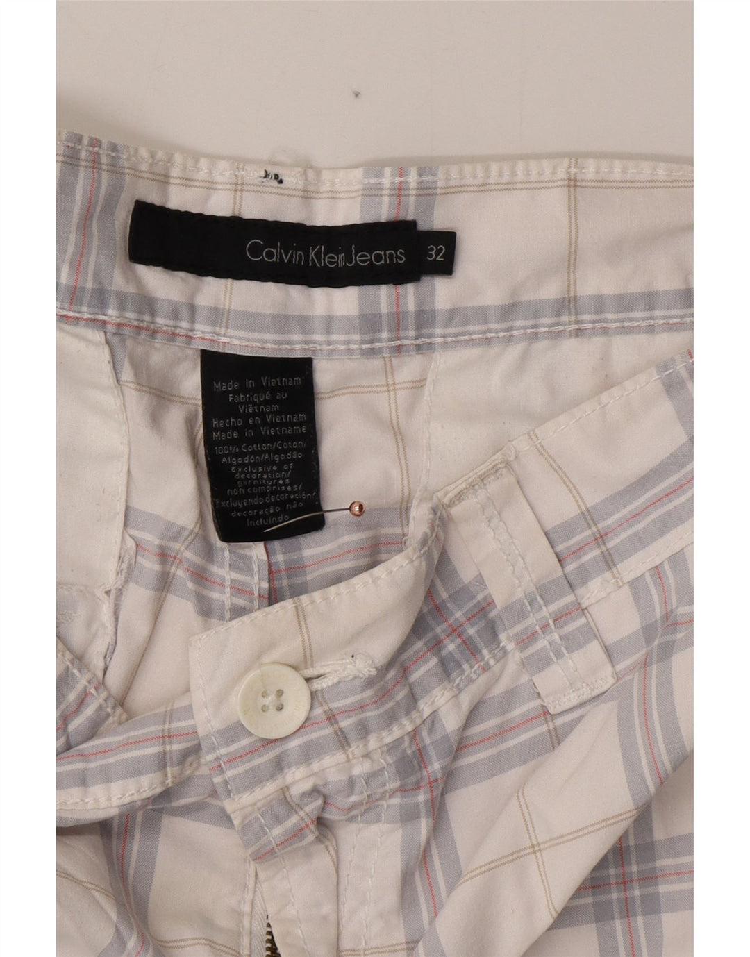 CALVIN KLEIN Herre Cargo Shorts W32 Medium White Ternet Bomuld