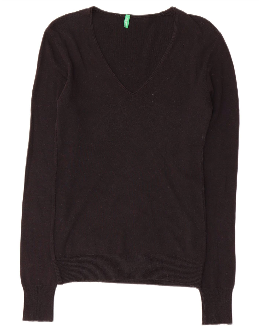BENETTON Dame V-hals sweater UK 10 Small Black
