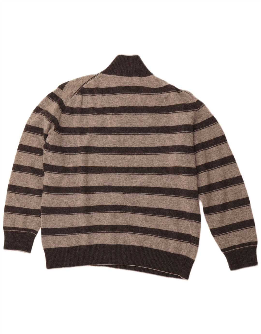 FILA Herre Zip Neck Jumper Sweater 2XL Grå Stribet Uld