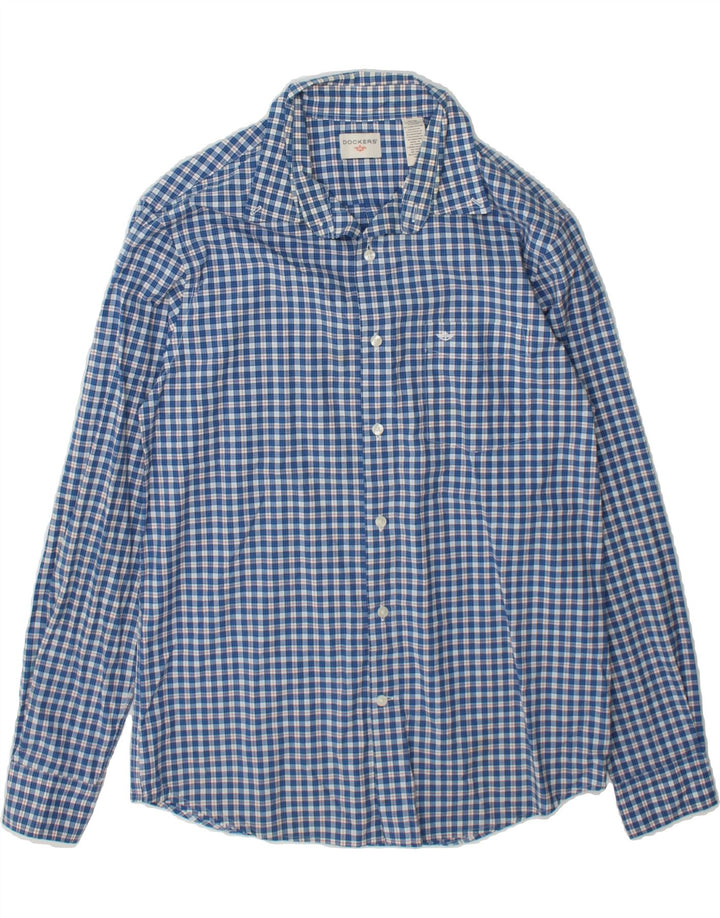 DOCKERS Mens Shirt Medium Blue Check Cotton Vintage Dockers and Second-Hand Dockers from Messina Hembry 