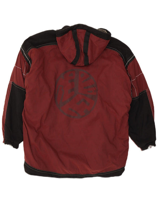 Tokka Tribe Herre Hætte Skijakke UK 40 Large Burgundy Colourblock