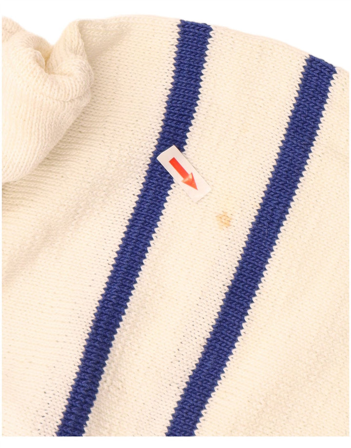 Vintage herre polo hals sweater medium hvid geometrisk