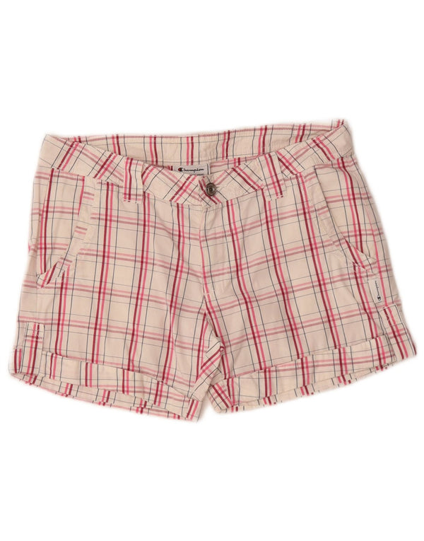 Champion Womens Chino Shorts Small W27 White Check Cotton