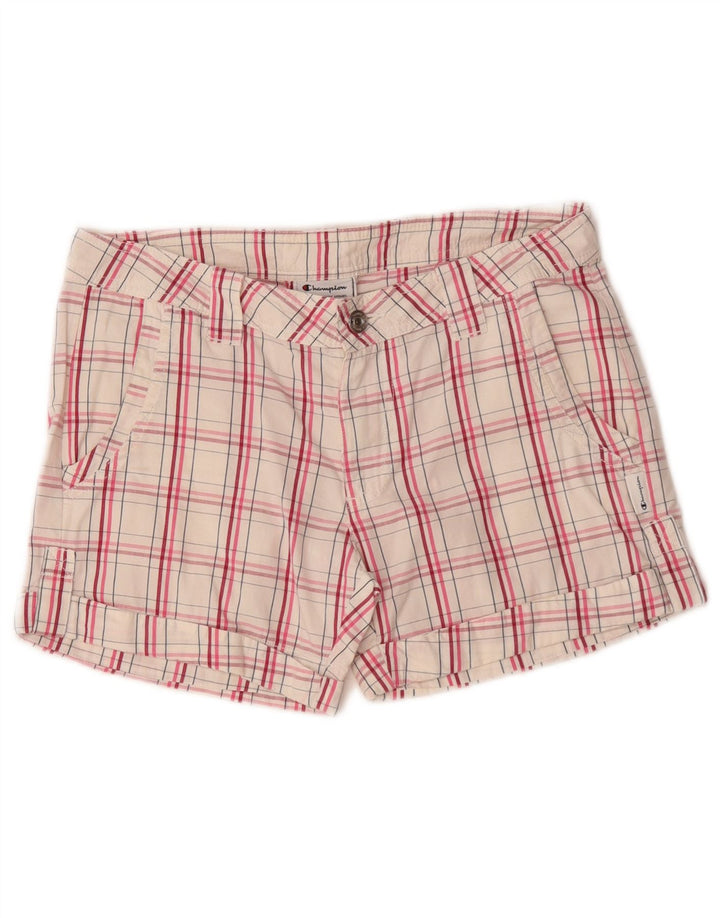 Champion Chino Shorts til kvinder Small W27 Hvid ternet bomuld
