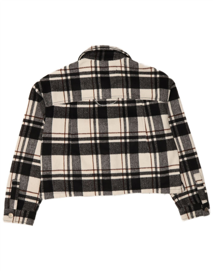 Zara Womens Crop Oversized bomberjakke UK 6 XS sort ternet polyester