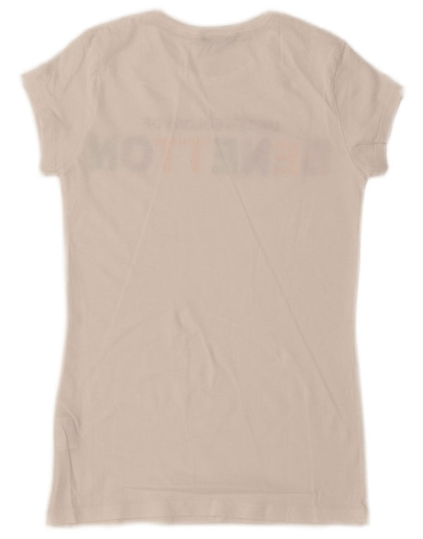 BENETTON Girls Graphic T-Shirt Top 10-11 Years XL White Cotton