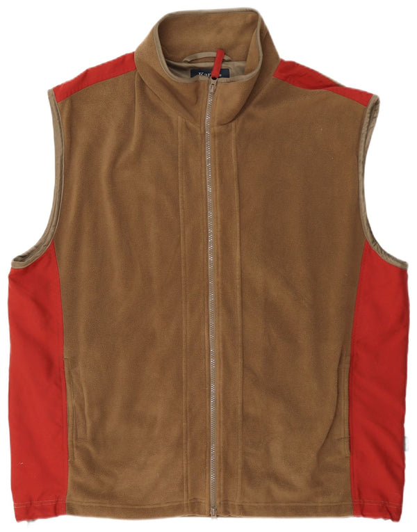 Kartel Herre Fleece Gilet UK 40 Large Beige Colourblock Polyester