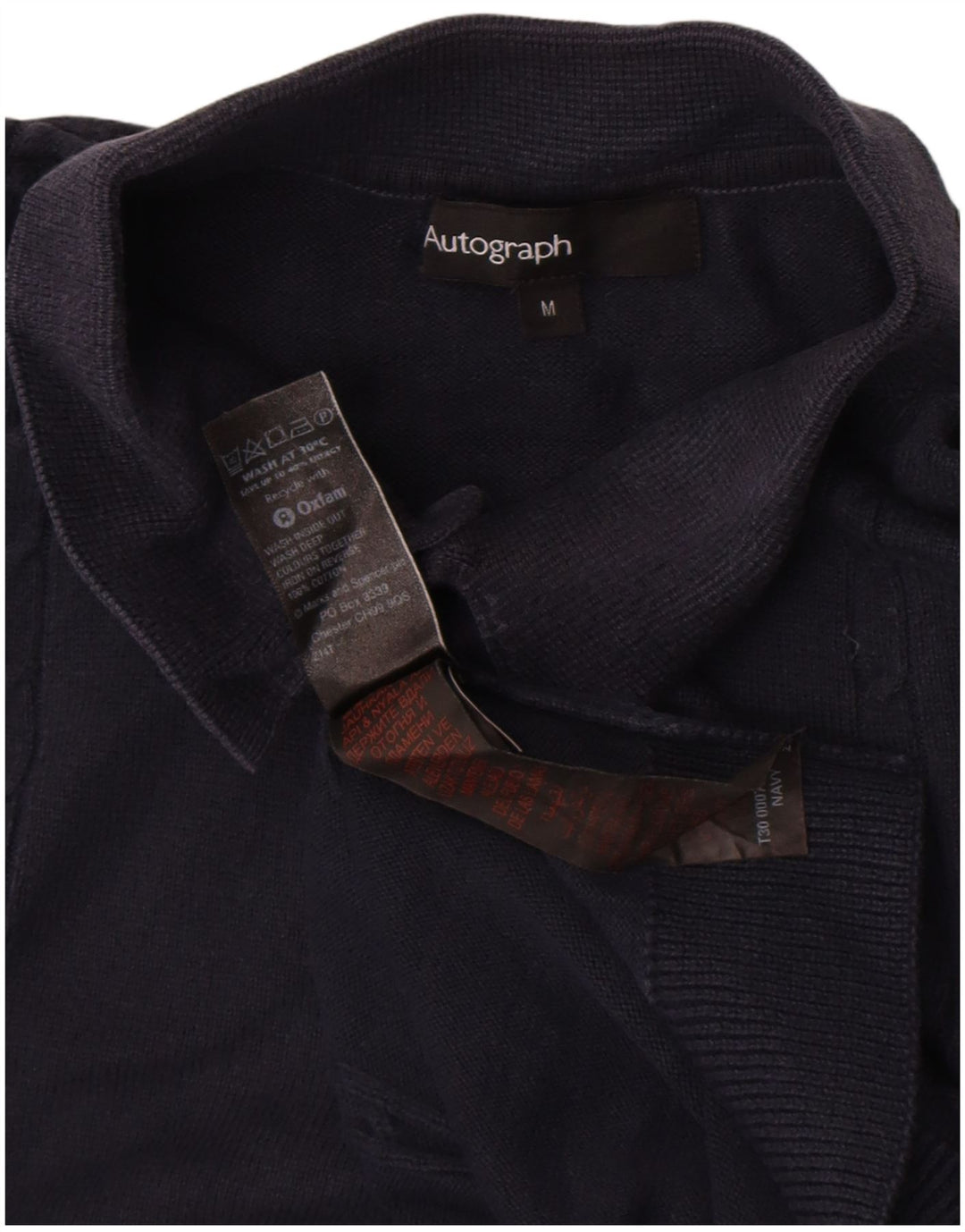 Marks & Spencer Herre Autograph Polo Neck Jumper Sweater Medium Navy Blue