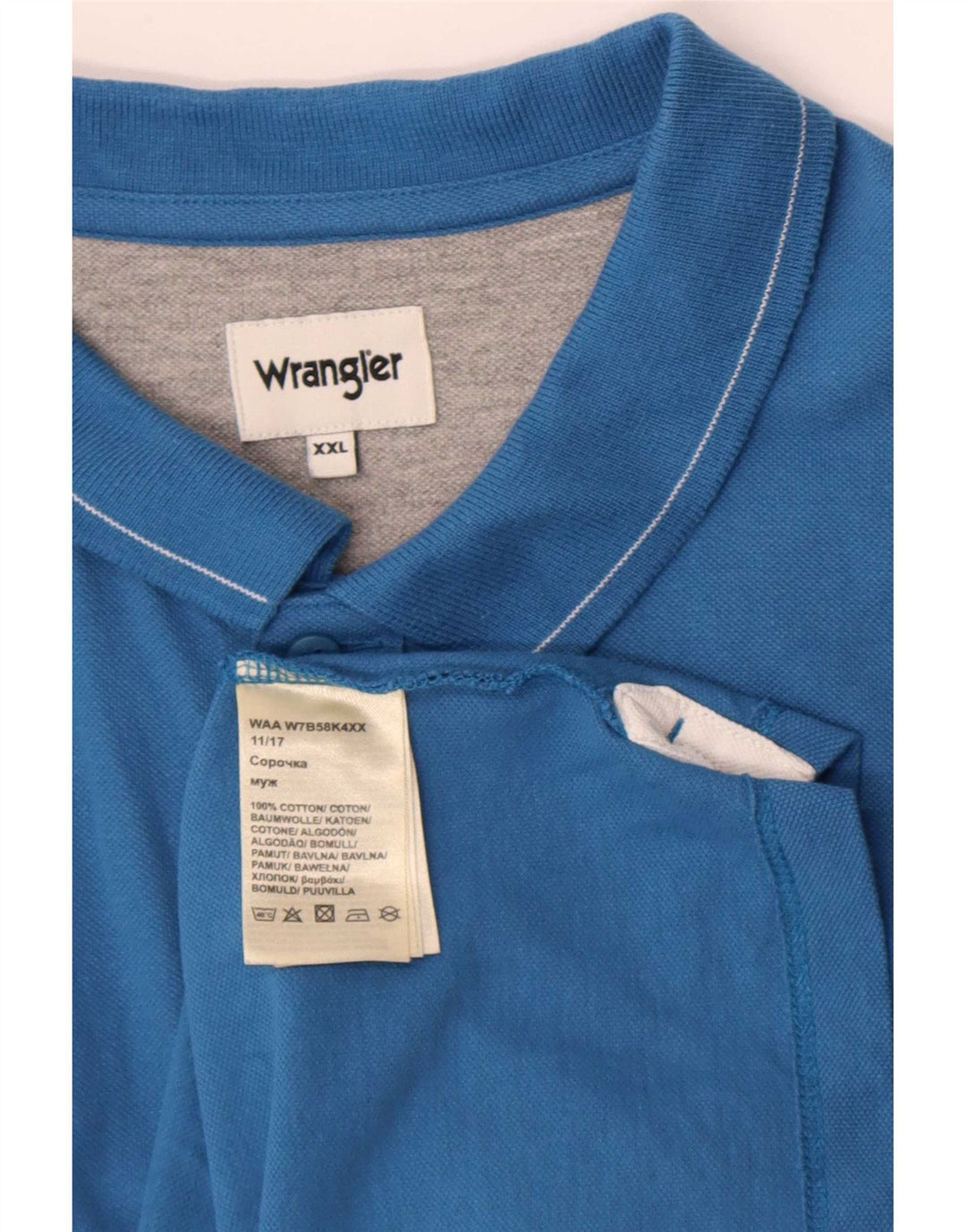 Wrangler Polo Shirt til mænd 2XL blå stribet bomuld
