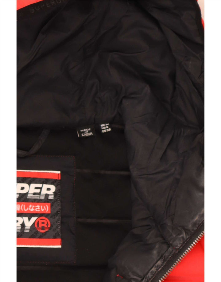 Superdry Polstret hættejakke til kvinder UK 10 Lille rød polyester
