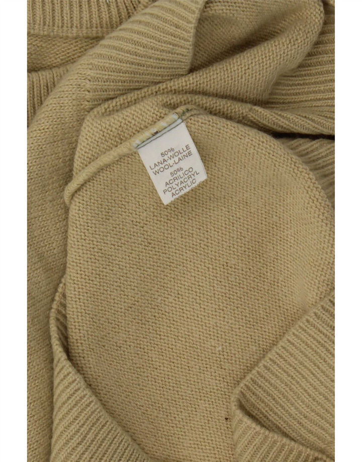 Vintage Herre Crew Neck Jumper Sweater IT 52 Stor Beige Uld
