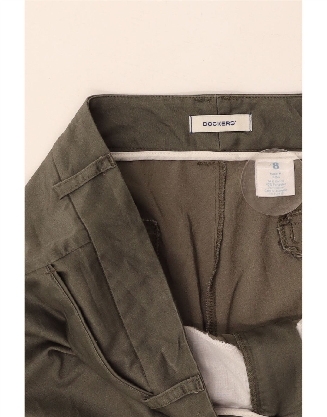 DOCKERS Womens Straight Capri Trousers US 8 Medium W32 L20 Khaki Cotton Vintage Dockers and Second-Hand Dockers from Messina Hembry 