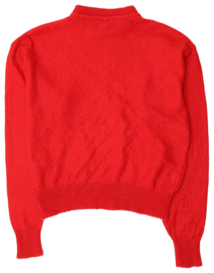 Vintage Dame Turtle Neck Jumper Sweater UK 12 Medium Red Colourblock