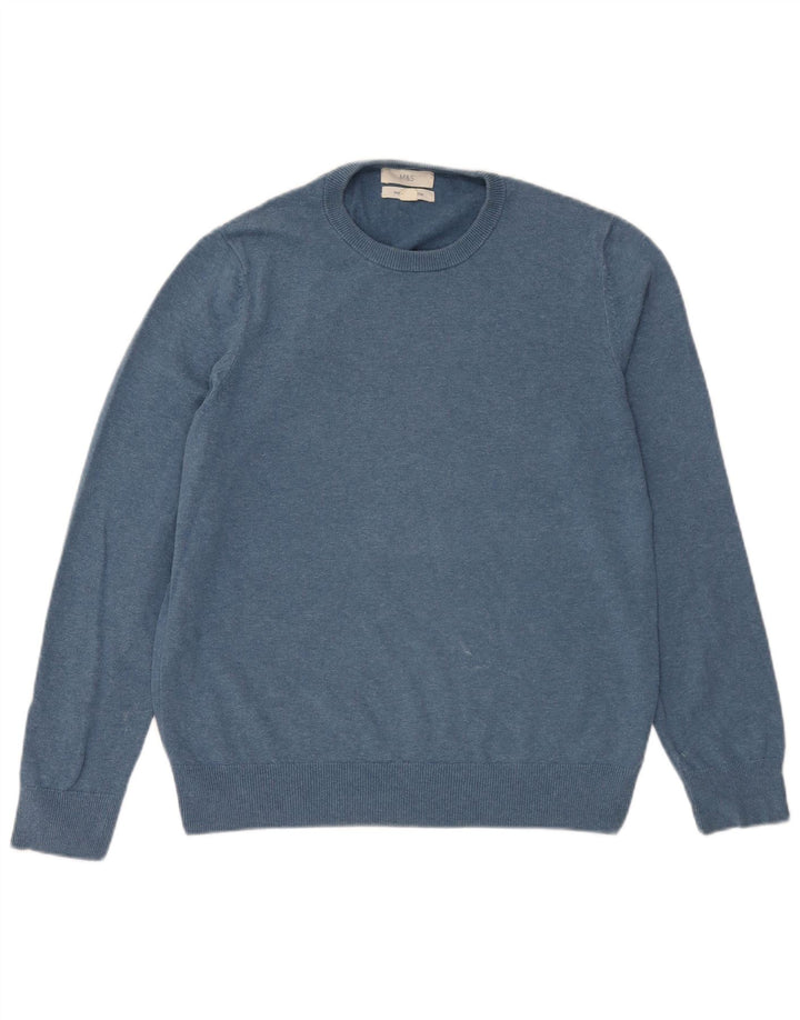 Marks & Spencer Herre sweater med rund hals, mellemblå bomuld