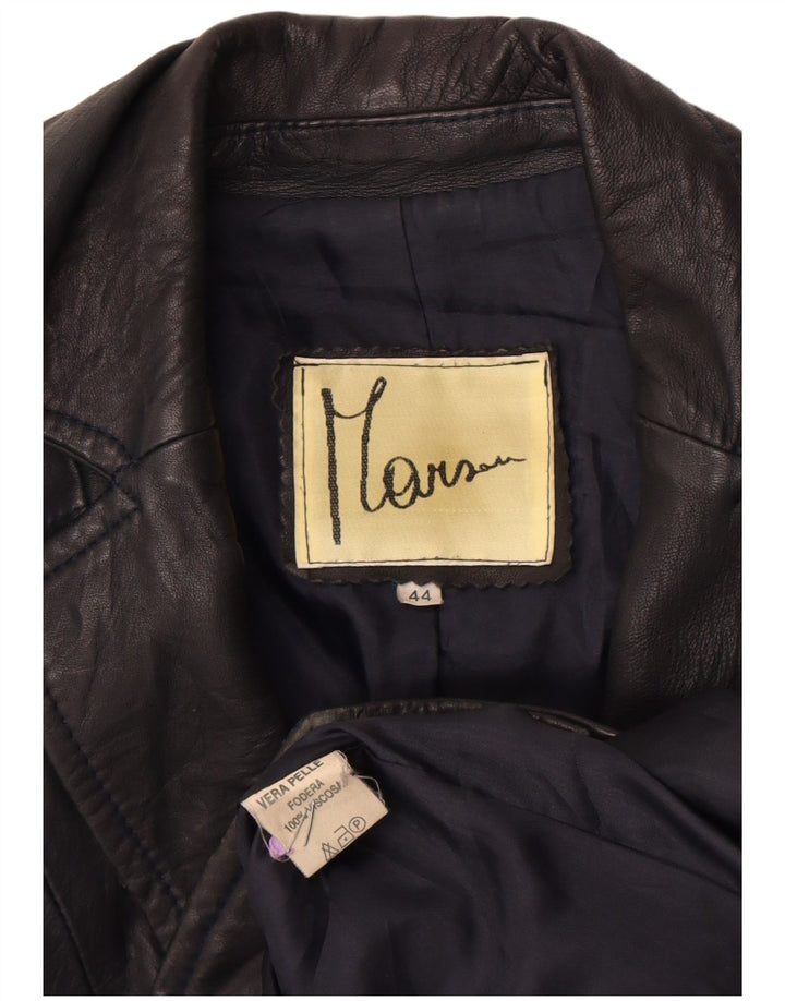 Vintage dame 2-knaps læder blazerjakke IT 44 medium sort læder