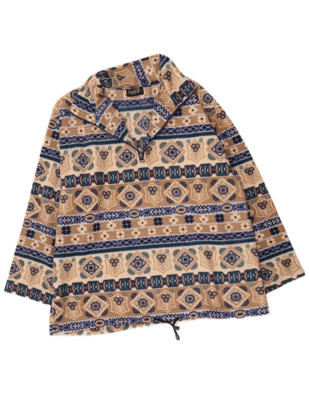 Giani Feroti Herre lynlås hals Fleece Jumper Stor Beige Geometrisk Polyester