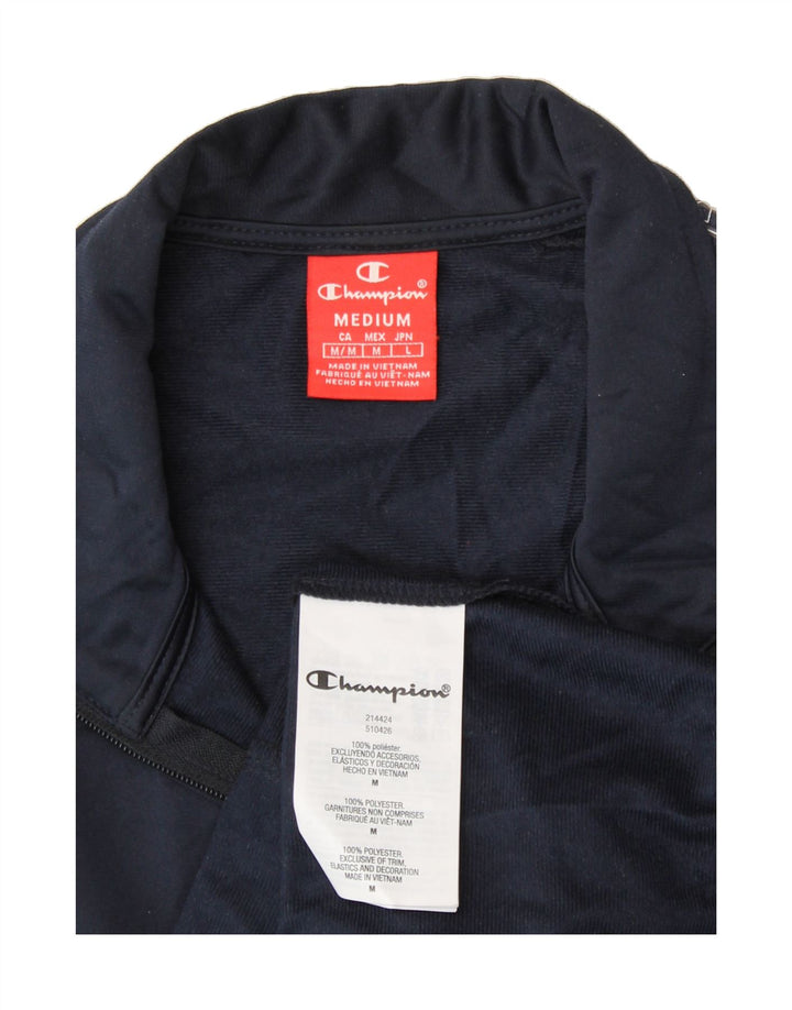 CHAMPION Mens Graphic Tracksuit Top Jacket Medium Navy Blue Polyester Vintage Champion and Second-Hand Champion from Messina Hembry 