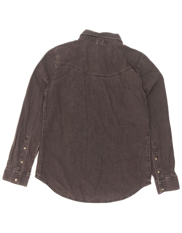 Topshop Dame Denim Shirt UK 12 Medium Sort Bomuld