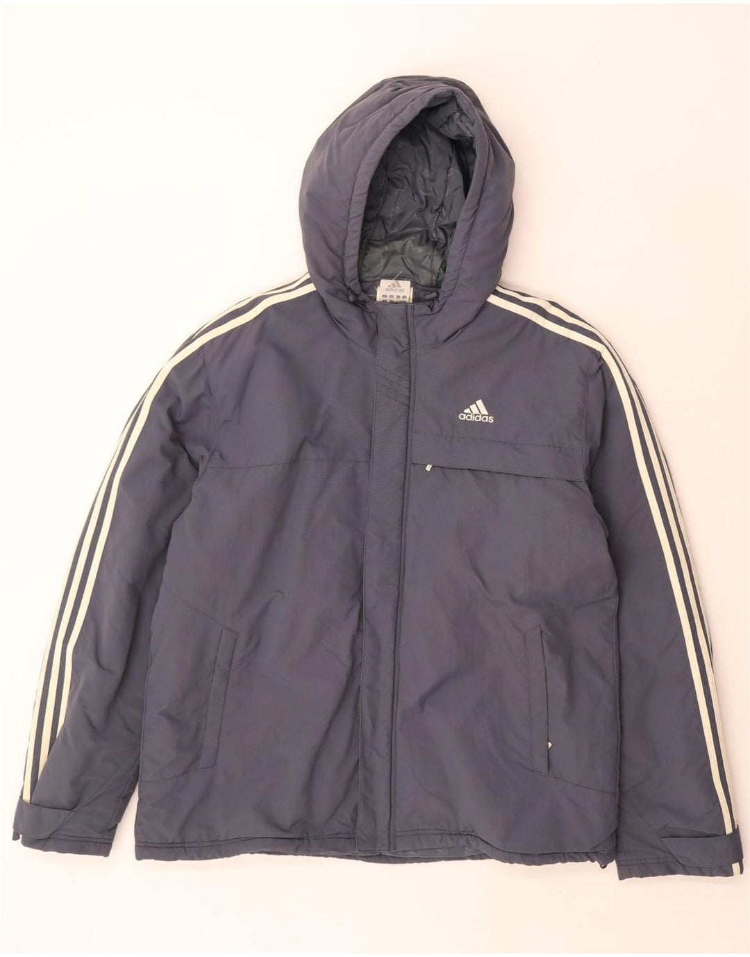Adidas Herre hættepolstret jakke UK 40 Stor grå polyamid