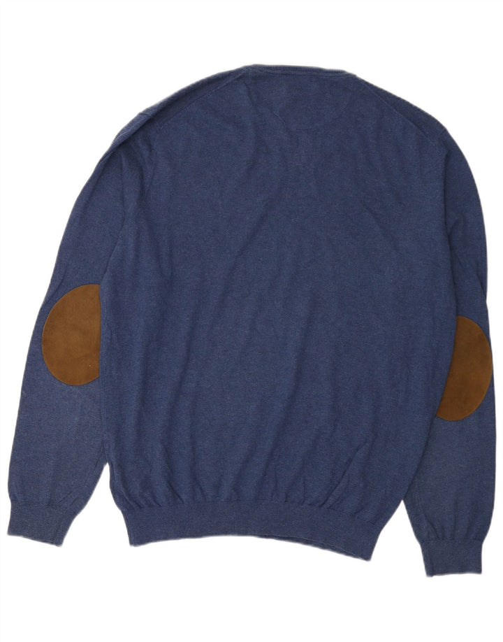 Massimo Dutti Herre V-hals sweater XL marineblå bomuld