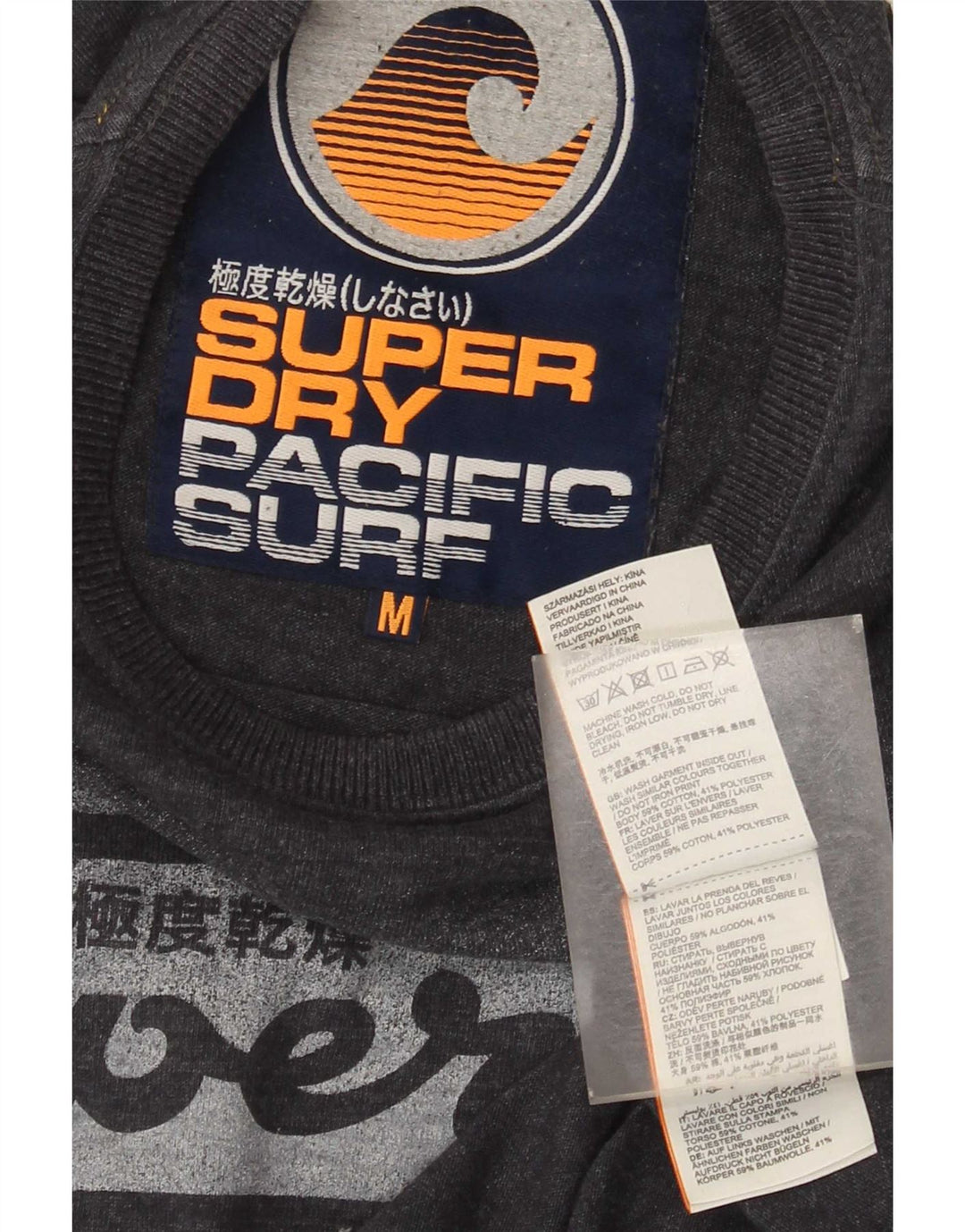 Superdry Grafisk T-shirt til mænd, mellemblå marineblå flækket bomuld