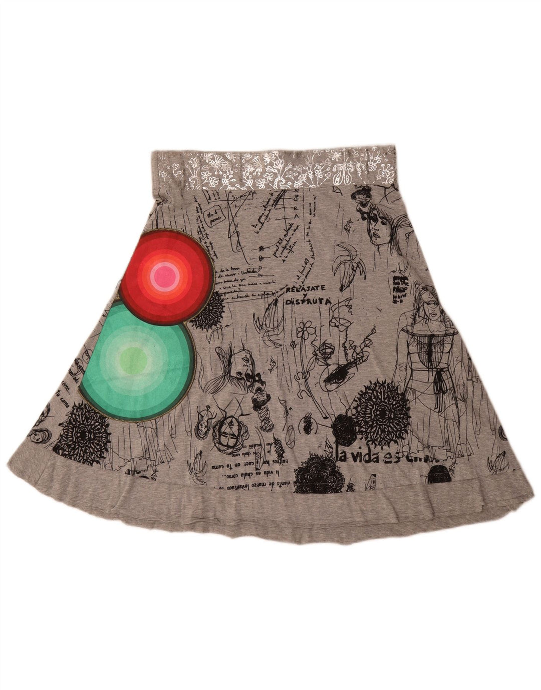 Desigual Kvinder grafisk A-linje nederdel Medium W30 Grå Geometrisk Bomuld