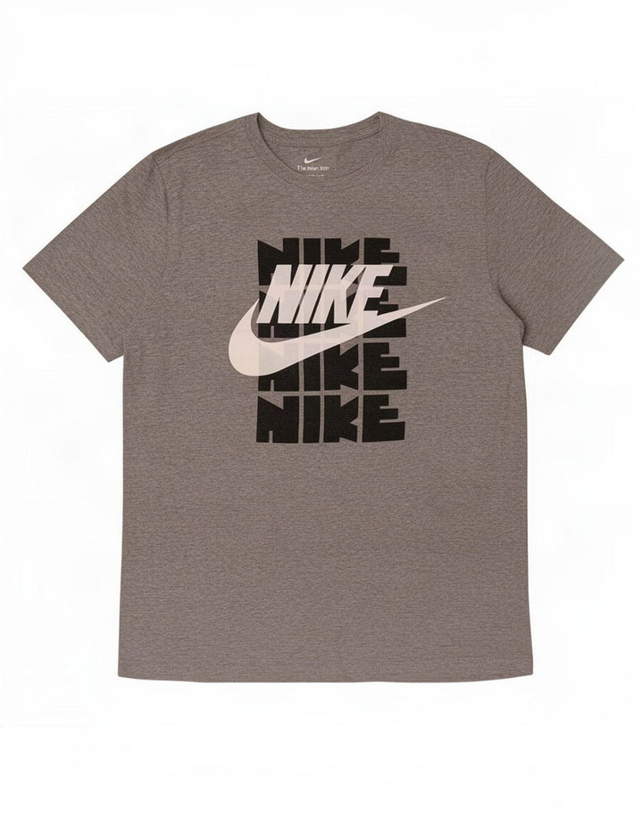 Nike grafisk T-shirt top mellem grå bomuld til mænd