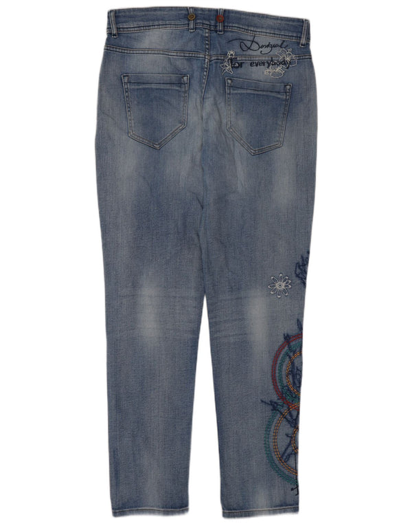 Desigual Graphic Straight Jeans til kvinder W26 L30 Blå
