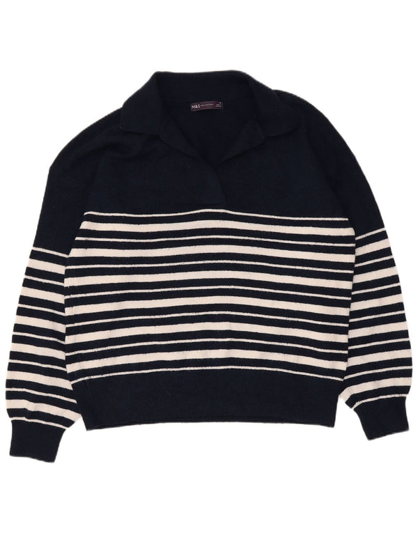 Marks & Spencer Dame Polo Neck Jumper Sweater UK 14 Medium Navy Blue