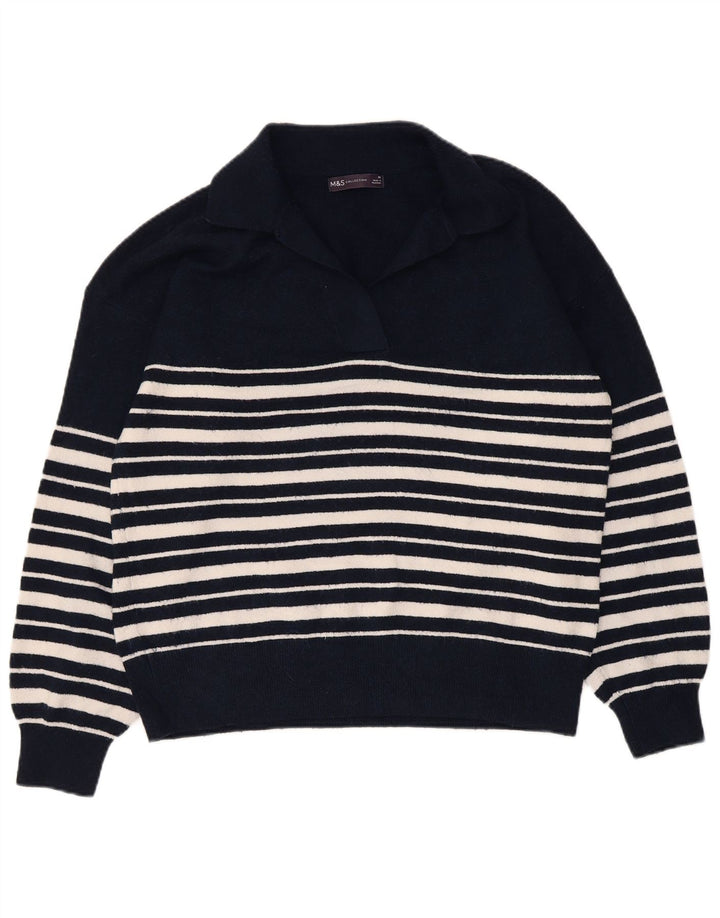 Marks & Spencer Dame Polo Neck Jumper Sweater UK 14 Medium Navy Blue